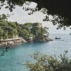 Explore the stunning coastline of Portofino, Italy, featuring lush greenery and the vibrant blue sea.